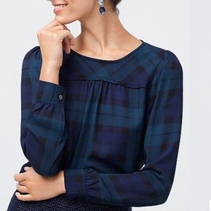 J. Crew Factory Black Watch Plaid Blouse